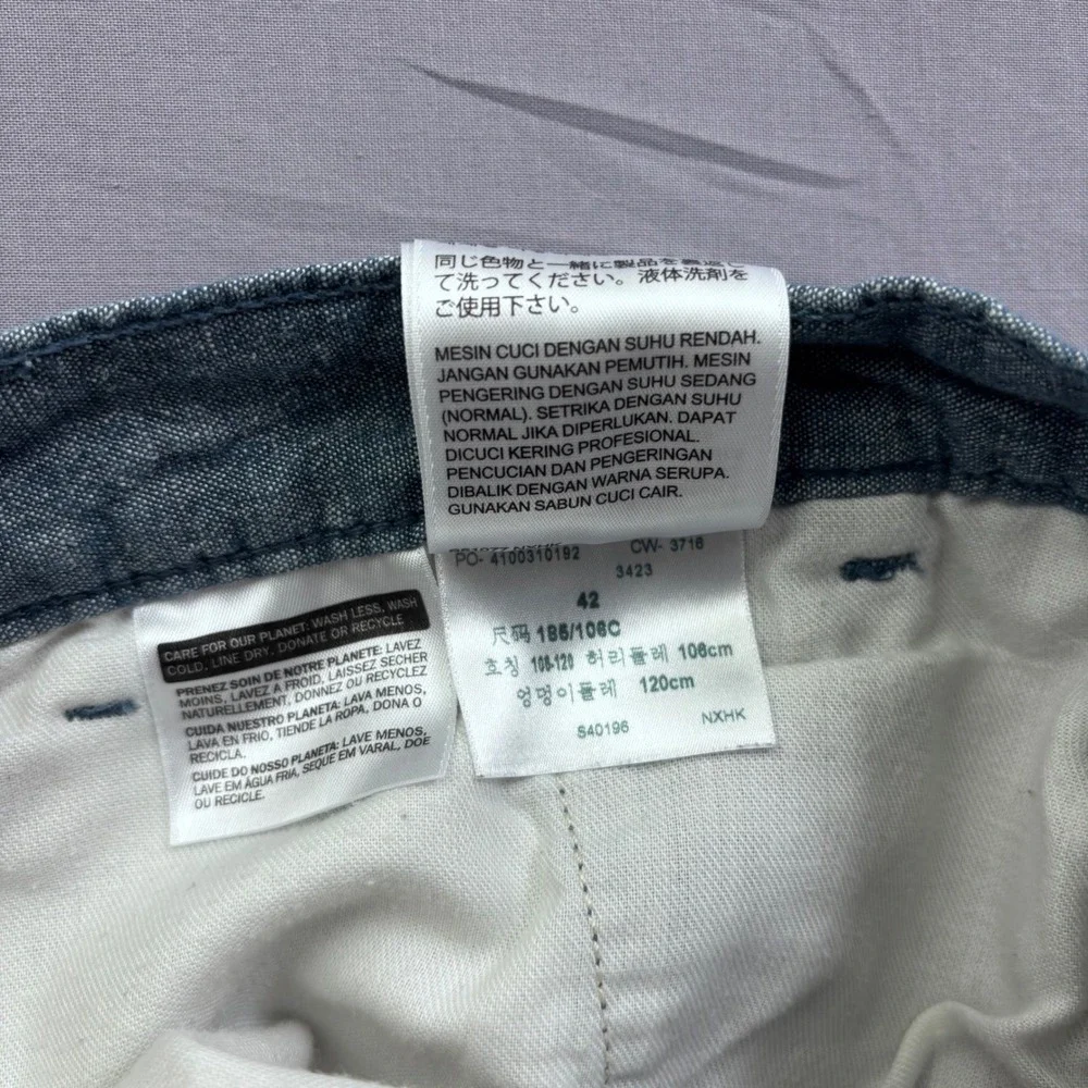 Levis‎ Mens Blue Linen Cotton Blend Chino Shorts Size 42 S40196 Chambray Style